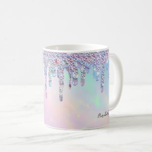 Trendy Regenboog Glitter Drips Holografisch Koffiemok