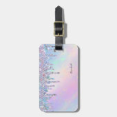 Trendy regenboog glitter druppels holografisch bagagelabel (Voorkant verticaal)