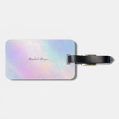 Trendy regenboog glitter druppels holografisch bagagelabel (Achterkant horizontaal)