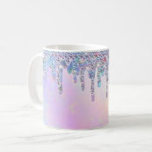 Trendy regenboog glitter druppels holografisch koffiemok (Voorkant links)