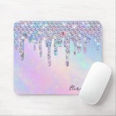 Trendy regenboog glitter druppels holografisch muismat (Met muis)