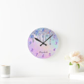 Trendy regenboog glitter druppels holografisch ronde klok (Huis)