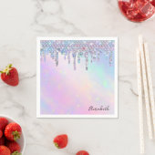 Trendy regenboog glitter druppels holografisch servet (Insitu)