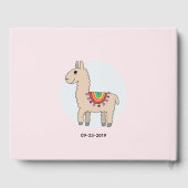 Trendy Regenboog Lama Cartoon en Naam Baby Shower Gastenboek (Achterkant)