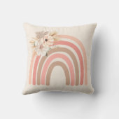 Trendy Regenboog Roze Boho Gedroogde Bloemen Kussen (Achterkant)