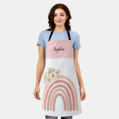 Trendy regenboog roze Boho gedroogde bloemen Schort (Gedragen)