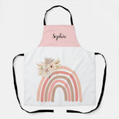 Trendy regenboog roze Boho gedroogde bloemen Schort (Voorkant)