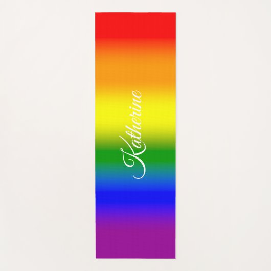 Trendy regenbooggradiënt scriptnaam yogamat (Voorkant)