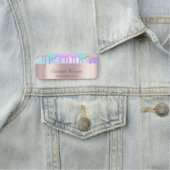 Trendy regenboogschijven, Roos Gold Naamplaatje (In situ)