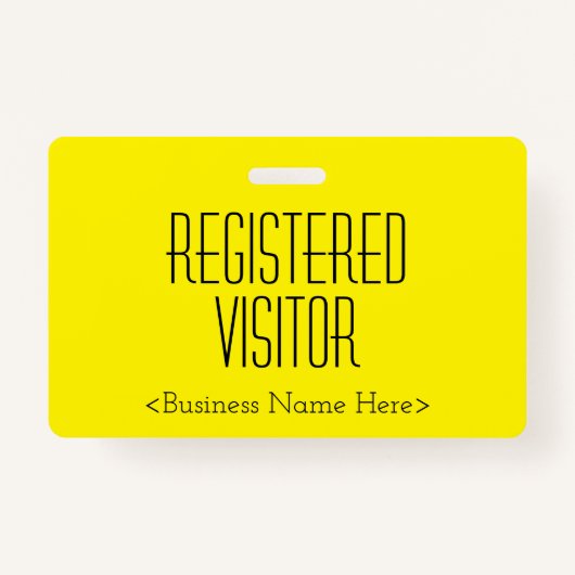 Trendy "REGISTERED VISITOR"-badge Badge (Voorkant)