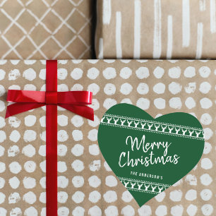 Trendy Reindeer Typography Merry Kerstmis Hart Sticker