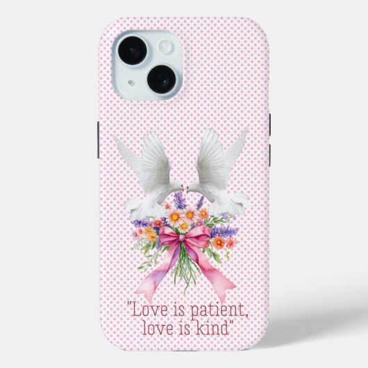 Trendy Religieus Roze Stip Bloem Boog Witte Duiven Case-Mate iPhone Case (Achterkant)
