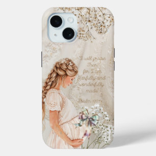 Trendy Religieuze Zwangere Moeder Kant Organza Str iPhone 15 Case