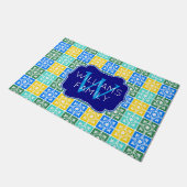 Trendy Resort Mode Mediterranean Tiles Monogram Deurmat (Schuin)