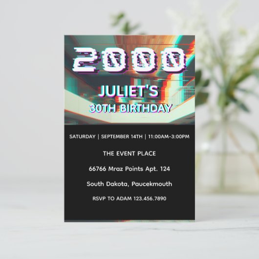 Trendy retro 30e verjaardag 2000s feest verjaardag kaart (Staand voorkant)