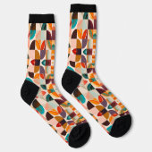Trendy Retro Abstract Squares Collectie Sokken (Rechts)
