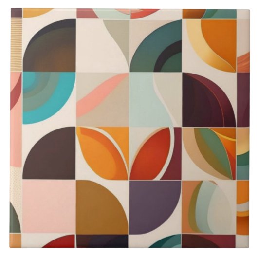 Trendy Retro Abstract Squares Collectie Tegeltje (Voorkant)