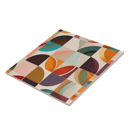 Trendy Retro Abstract Squares Collectie Tegeltje (Zijkant)