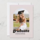 Trendy Retro Afstuderen Aankondiging in Blush (Voorkant)