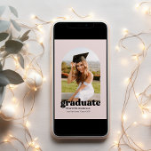 Trendy Retro Afstuderen Aankondiging in Blush