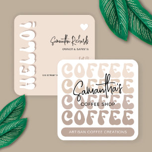 Trendy Retro Beige Barista Ambachtelijke Koffiebar Vierkante Visitekaartje