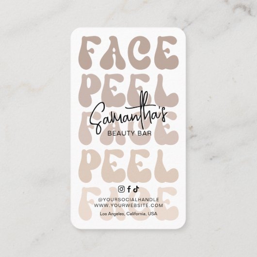 Trendy Retro Beige Chemische Gezichtsschil Afterca Visitekaartje (Achterkant)