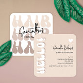 Trendy Retro Beige Hair Stylist Salon Chic Modern Vierkante Visitekaartje