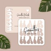 Trendy Retro Beige Hair Stylist Salon Chic Modern Vierkante Visitekaartje
