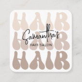 Trendy Retro Beige Hair Stylist Salon Chic Modern Vierkante Visitekaartje (Voorkant)