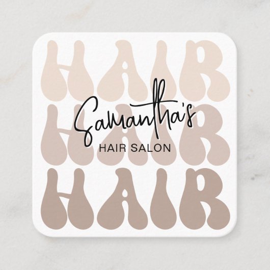 Trendy Retro Beige Hair Stylist Salon Chic Modern Vierkante Visitekaartje (Voorkant)