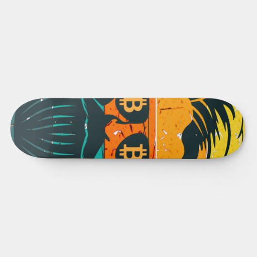 Trendy Retro Bitcoin Eyes Bearded Man Persoonlijk Skateboard (Horizontaal)