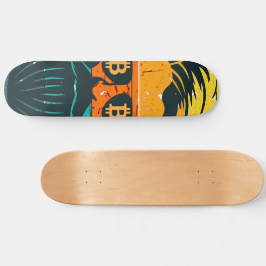Trendy Retro Bitcoin Eyes Bearded Man Persoonlijk Skateboard (Horizontaal)