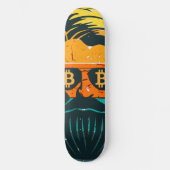 Trendy Retro Bitcoin Eyes Bearded Man Persoonlijk Skateboard (Voorkant)