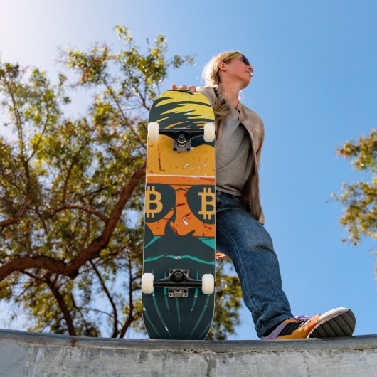 Trendy Retro Bitcoin Ogen Baardman Persoonlijk Skateboard (Buiten 1)