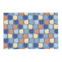 Trendy Retro Blauw Oranje en Gele Cirkels Ontwerp