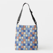 Trendy Retro Blauw Sinaasappel en Gele Cirkels Ont Crossbody Tas (Achterkant)