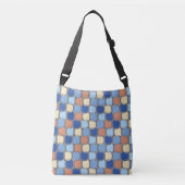 Trendy Retro Blauw Sinaasappel en Gele Cirkels Ont Crossbody Tas (Voorkant)