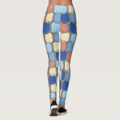 Trendy Retro Blauw Sinaasappel en Gele Cirkels Ont Leggings (Achterkant)
