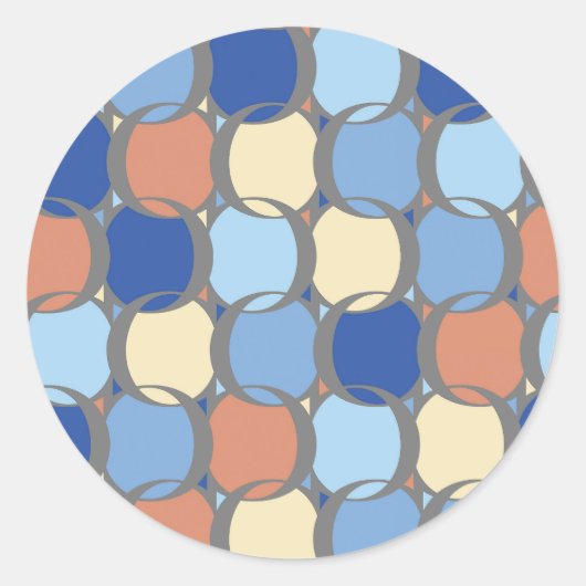 Trendy Retro Blauw Sinaasappel en Gele Cirkels Ont Ronde Sticker (Voorkant)