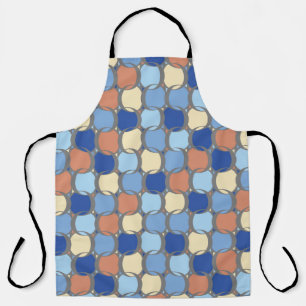 Trendy Retro Blauw Sinaasappel en Gele Cirkels Ont Schort