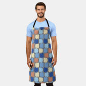 Trendy Retro Blauw Sinaasappel en Gele Cirkels Ont Schort (Gedragen)