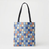 Trendy Retro Blauw Sinaasappel en Gele Cirkels Ont Tote Bag (Voorkant)