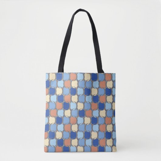 Trendy Retro Blauw Sinaasappel en Gele Cirkels Ont Tote Bag (Voorkant)