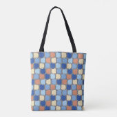 Trendy Retro Blauw Sinaasappel en Gele Cirkels Ont Tote Bag (Achterkant)