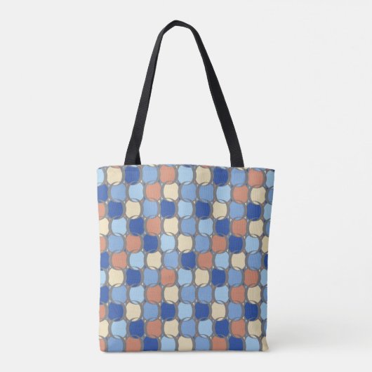 Trendy Retro Blauw Sinaasappel en Gele Cirkels Ont Tote Bag (Achterkant)