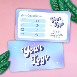 Trendy Retro Blauwe Haar Spa Wimper Schoonheidssal Afsprakenkaartje