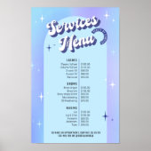Trendy Retro Blauwe Holografische Salon Diensten M Poster (Voorkant)