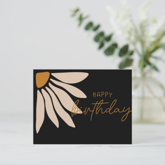 Trendy Retro Bloem Bloem Gelukkige Verjaardag Briefkaart (Staand voorkant)