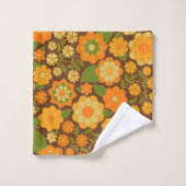 Trendy Retro Bloemen Patroon Aangepaste naam blok Bad Handdoek (Wasdoekje)