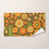 Trendy Retro Bloemen Patroon Aangepaste naam blok Bad Handdoek (Handdoek)